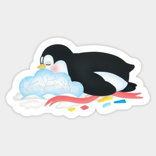 Cute penguin falls asleep after partying Sticker